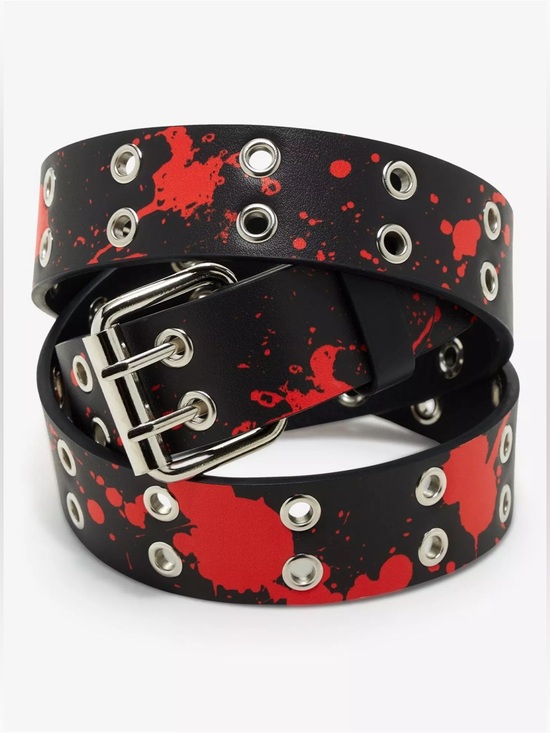 Hot Topic Accessories - NWT - Hot Topic Black & Red Splatter Grommet Belt